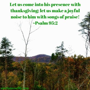 Let us come into his presence with thanksgiving; let us make a joyful noise to him with songs of praise!-Psalm 95-2